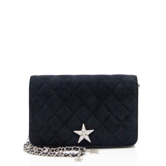Chanel Suede Crystal Cocostellar Wallet on Chain - Picture 1 of 16